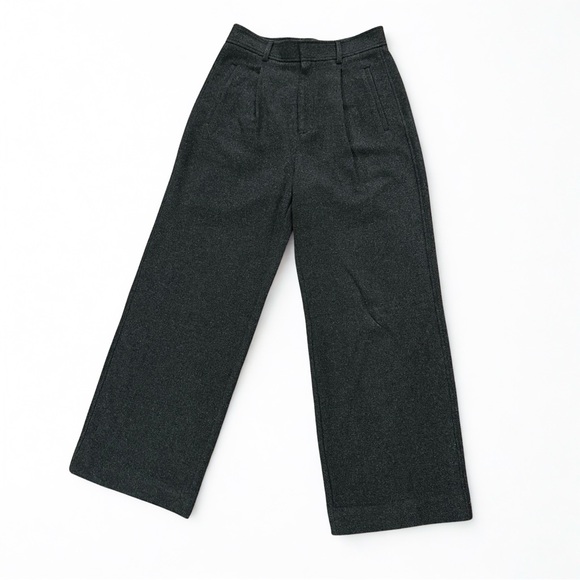 Everlane Pants - Everlane Dark Gray Wool Wide Leg Pleated Trousers High Waist Size 8 EUC
